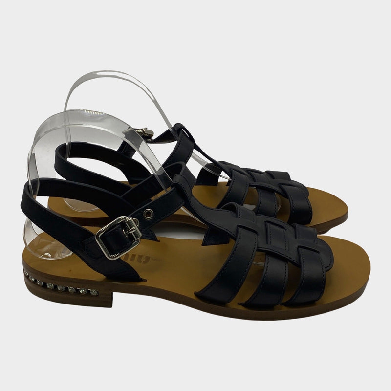 Miu Miu women's black leather strappy-style sandals