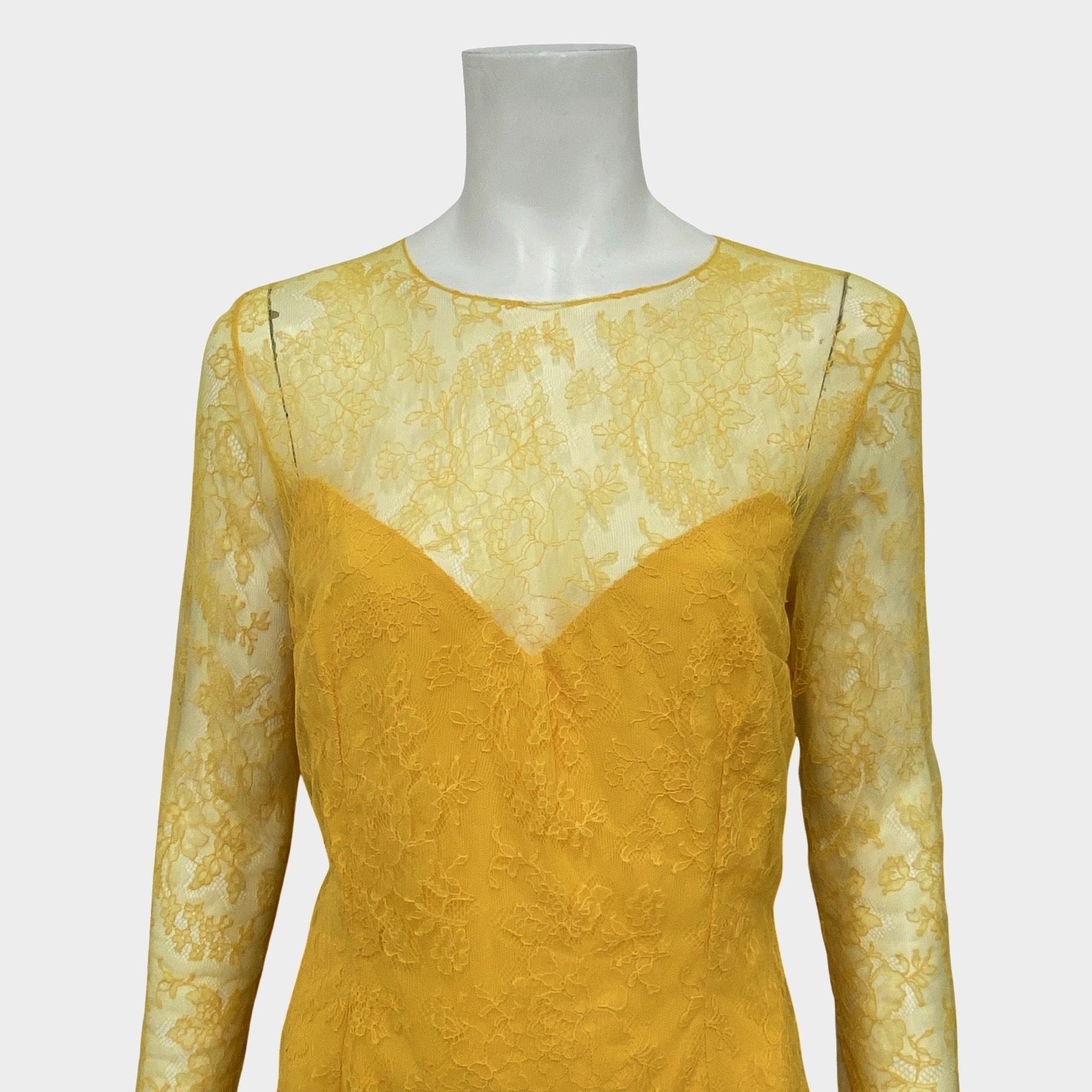 Yellow lace overlay sales dress