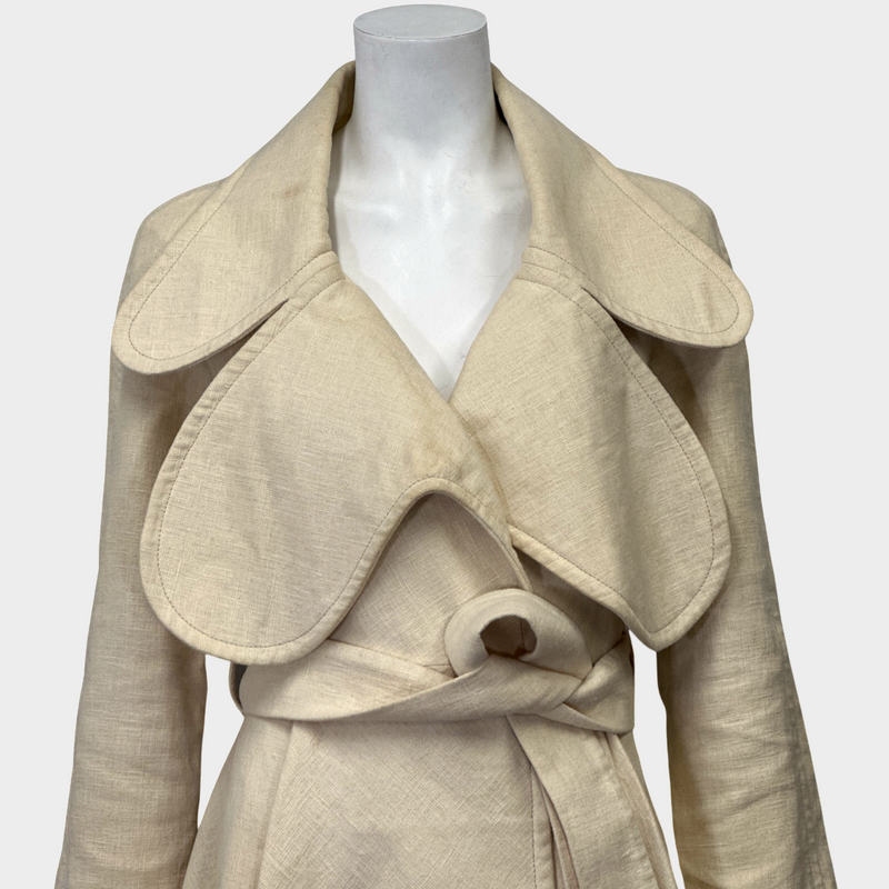 JW Anderson women's ecru hemp pleated belted long coat – Loop Generation