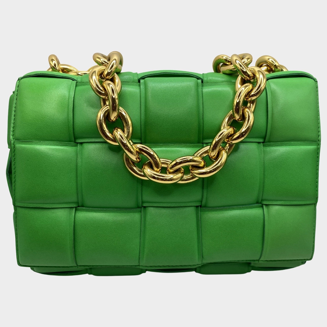 Bottega Veneta Cassette Shoulder Bag in Green Braided Leather