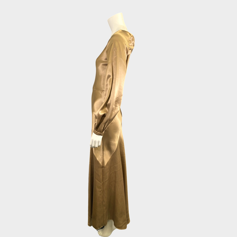 GABRIELA HEARST gold silk long sleeved maxi dress