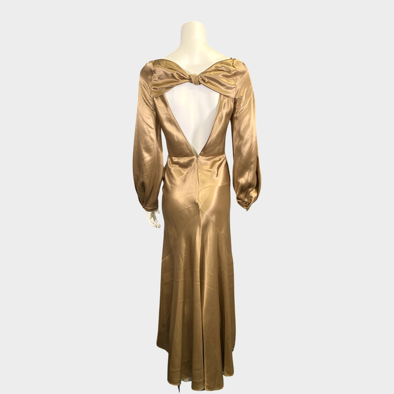 GABRIELA HEARST gold silk long sleeved maxi dress