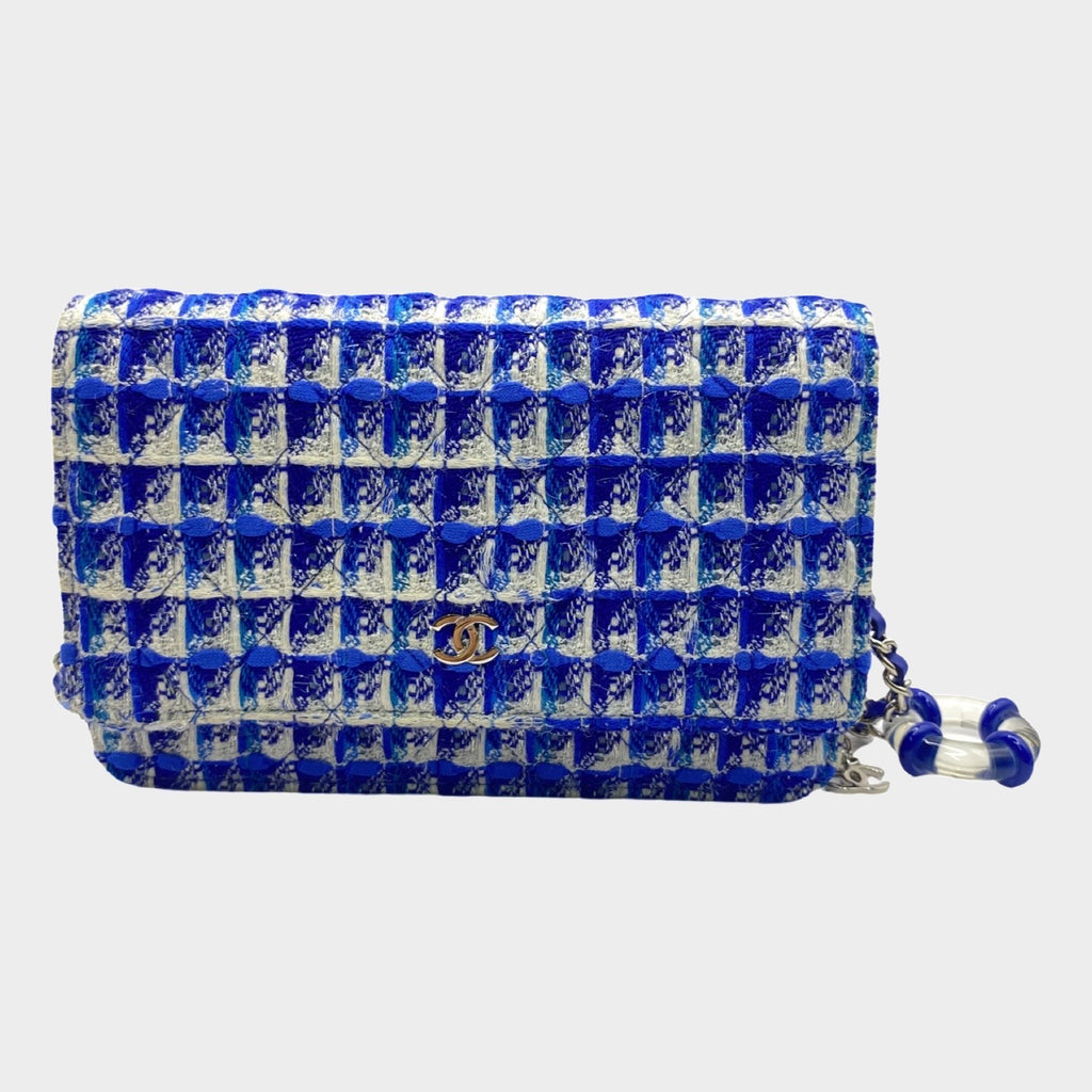 Chanel women's blue tweed wallet on chain with life buoy – Loop Generation