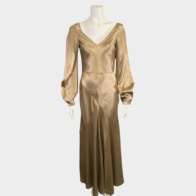 GABRIELA HEARST gold silk long sleeved maxi dress