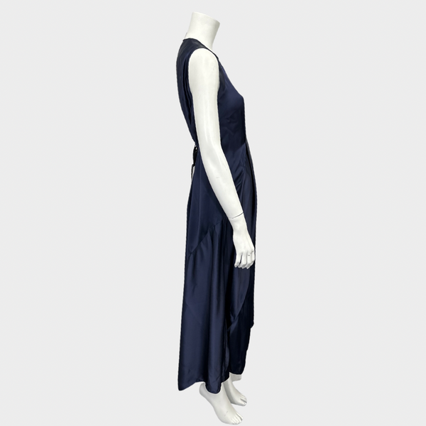 LOEWE women's navy viscose asymmetrical sleeveless dress with cut-outs ...