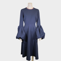 Roksanda navy and pink flared sleeve midi dress