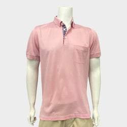 Brioni pink polo with front pocket.