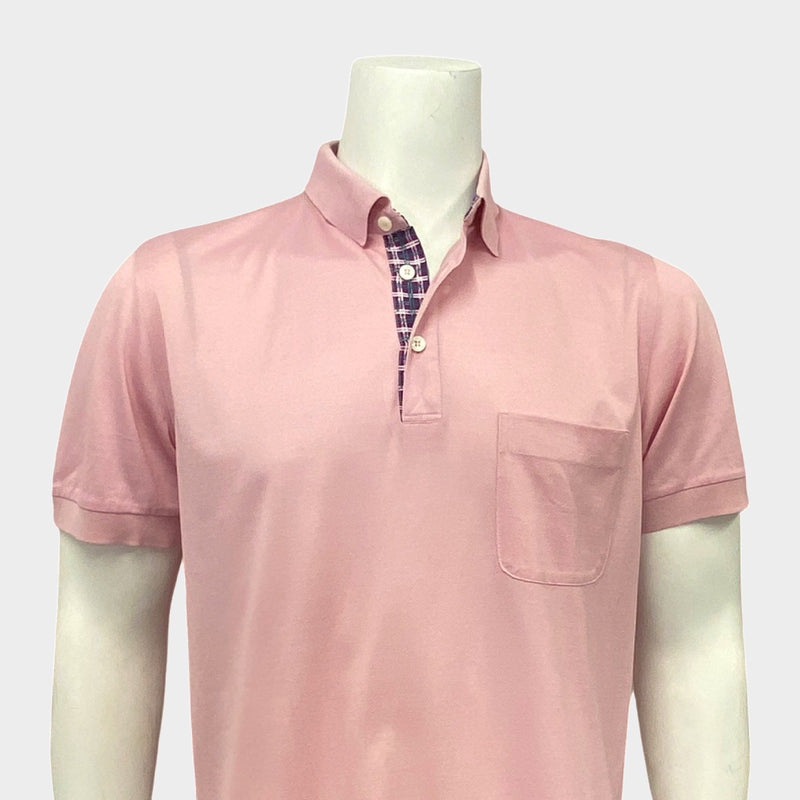 Brioni pink polo with front pocket.