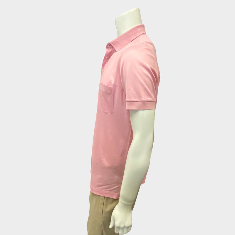 Brioni pink polo with front pocket.