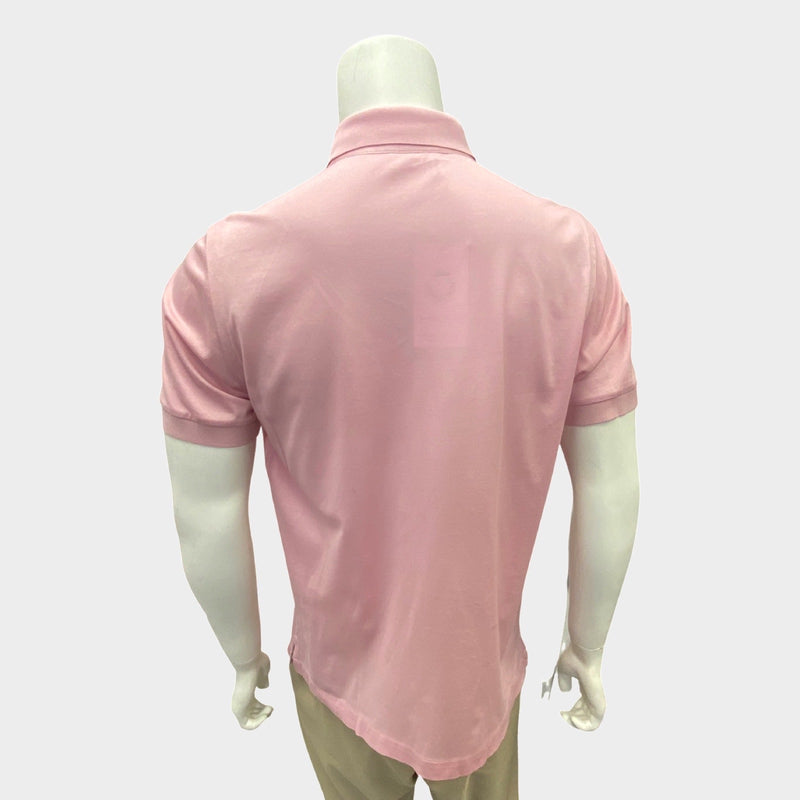 Brioni pink polo with front pocket.