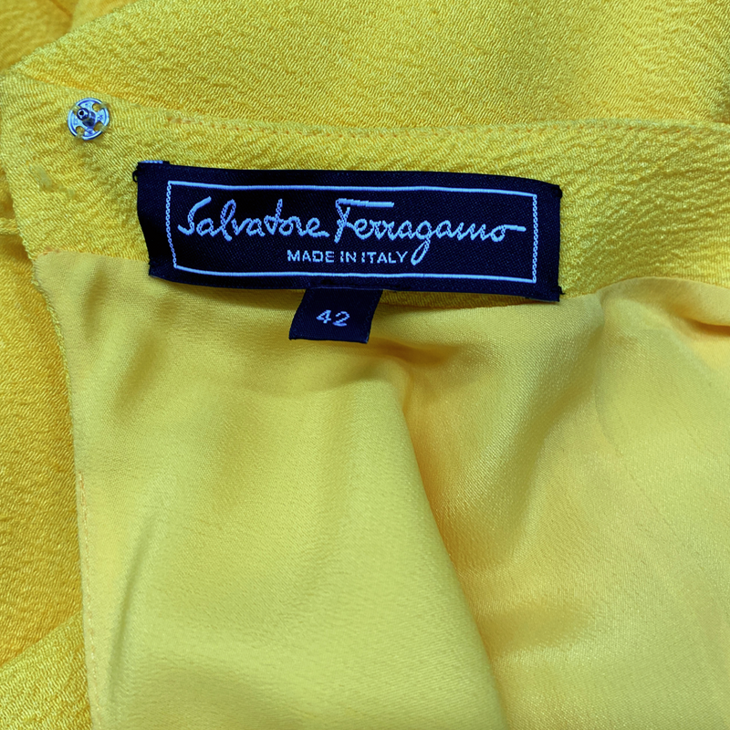 Salvatore Ferragamo yellow open back midi dress