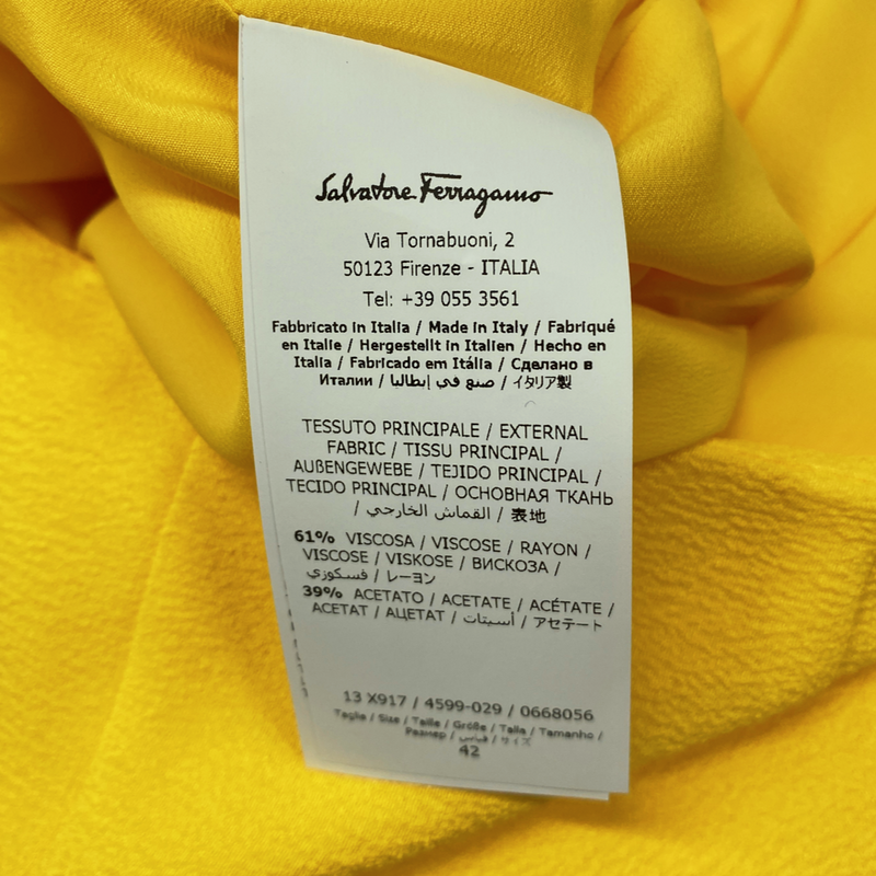 Salvatore Ferragamo yellow open back midi dress