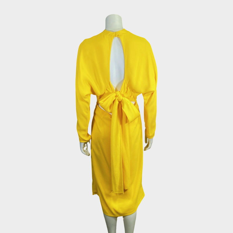 Salvatore Ferragamo yellow open back midi dress