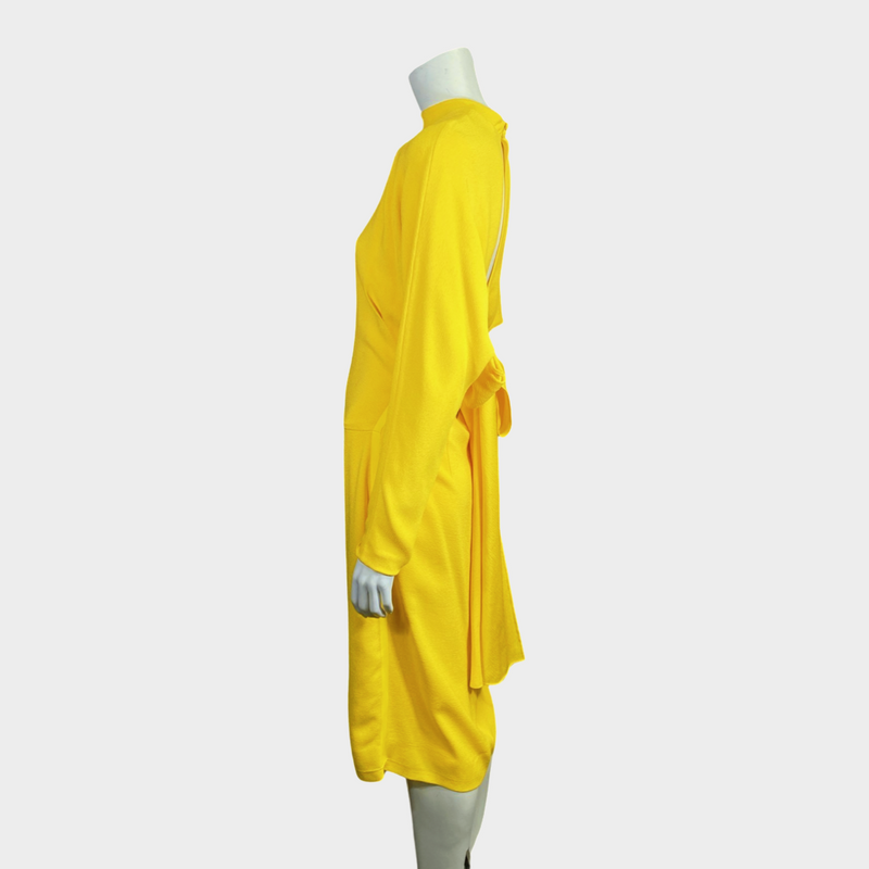 Salvatore Ferragamo yellow open back midi dress