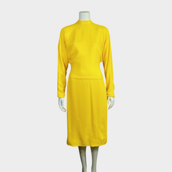 Salvatore Ferragamo yellow open back midi dress