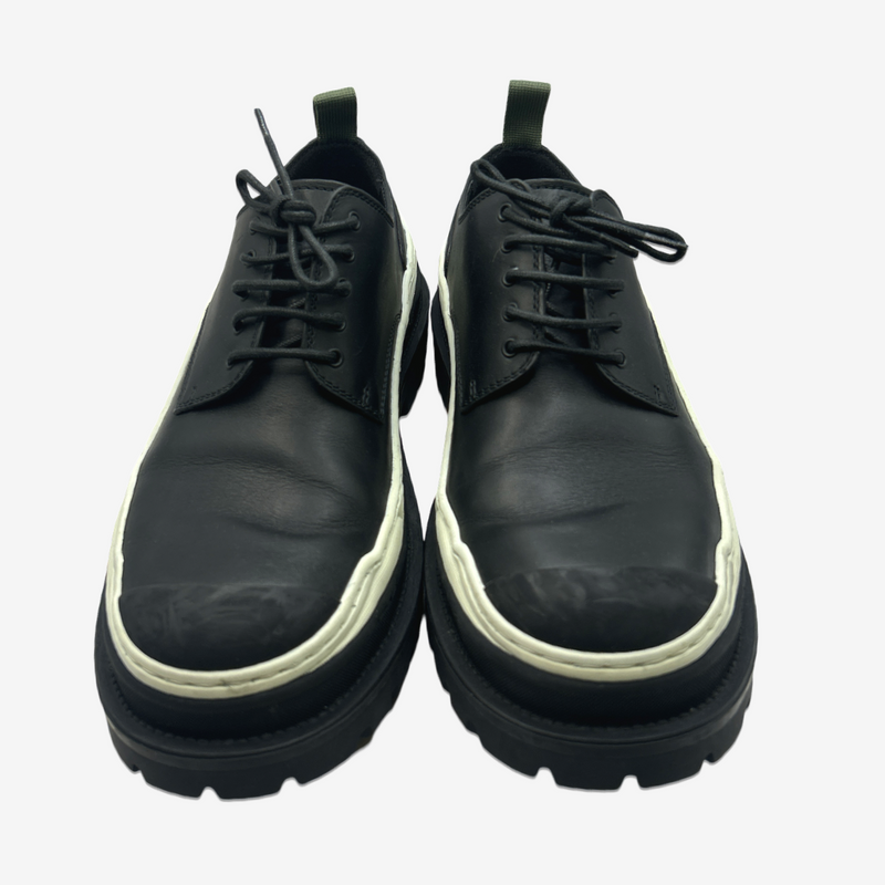 Christian Dior x Sacai men's black leather derby-style shoe with rubber sole