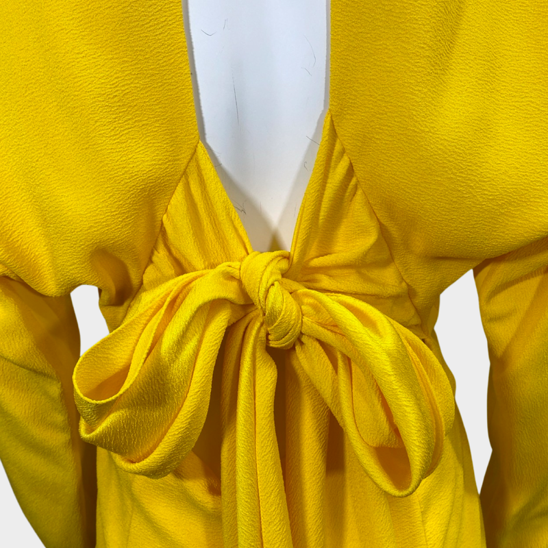 Salvatore Ferragamo yellow open back midi dress