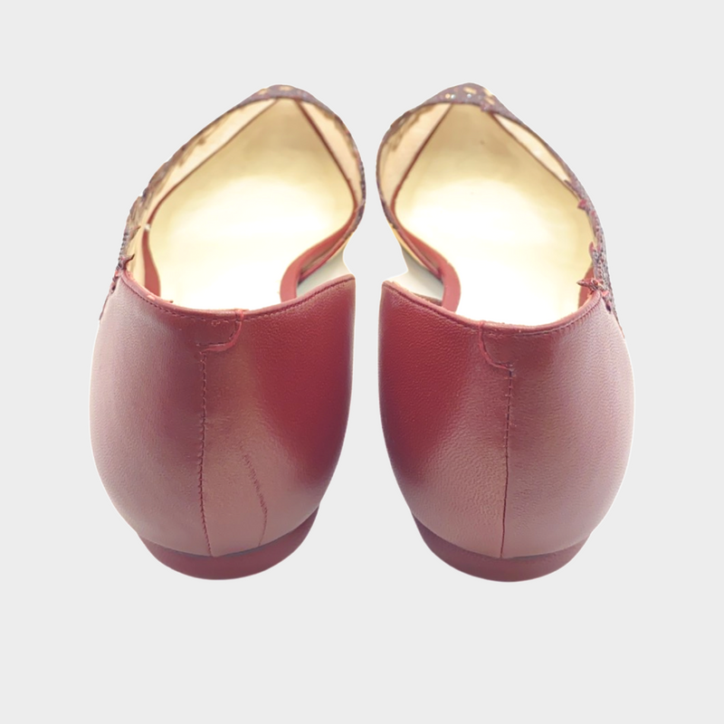 Rene Caovilla Guendy burgundy embellished flats