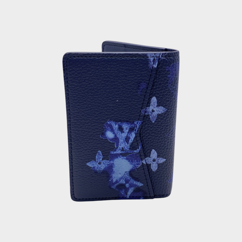 Louis Vuitton watercolour ink blue monogram logo organiser wallet