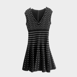 Alaia black and white knit skater dress