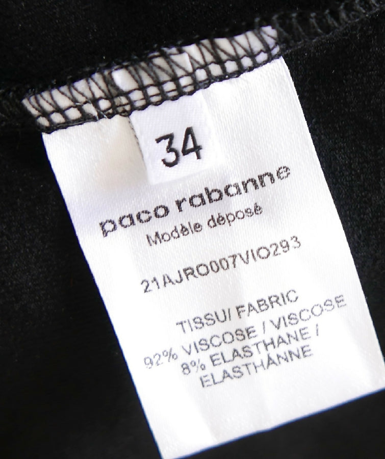 Paco Rabanne women's black asymmetric ruched jersey dress