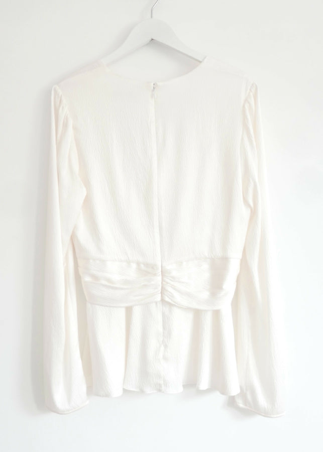 Diane Von Furstenberg women's white textured silk blouse