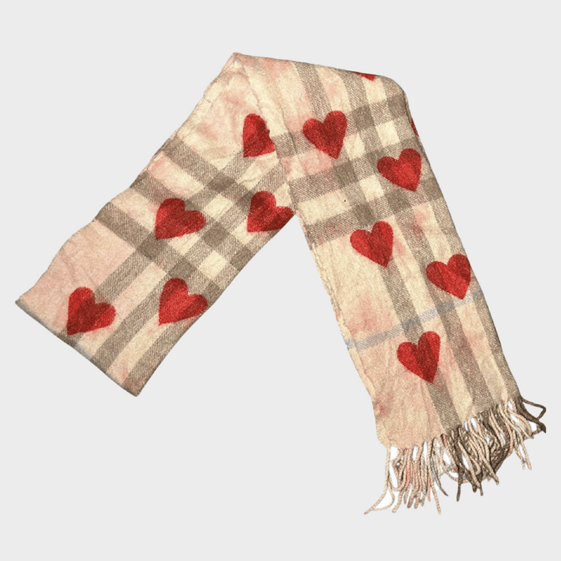 Burberry multicoloured heart print cashmere scarf