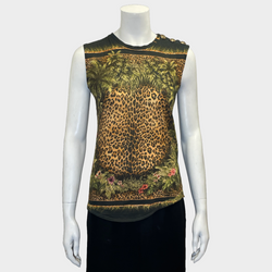 Balmain women's multicoloured animal print cotton sleeveless top