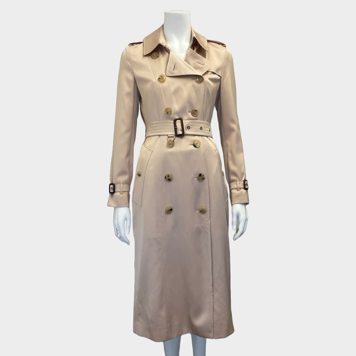 Burberry women s nude silk trench coat Loop Generation