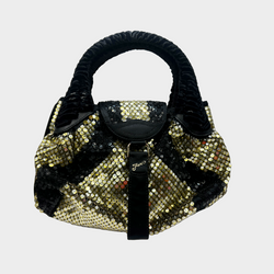 Fendi women's gold and black sequin Spy handbag