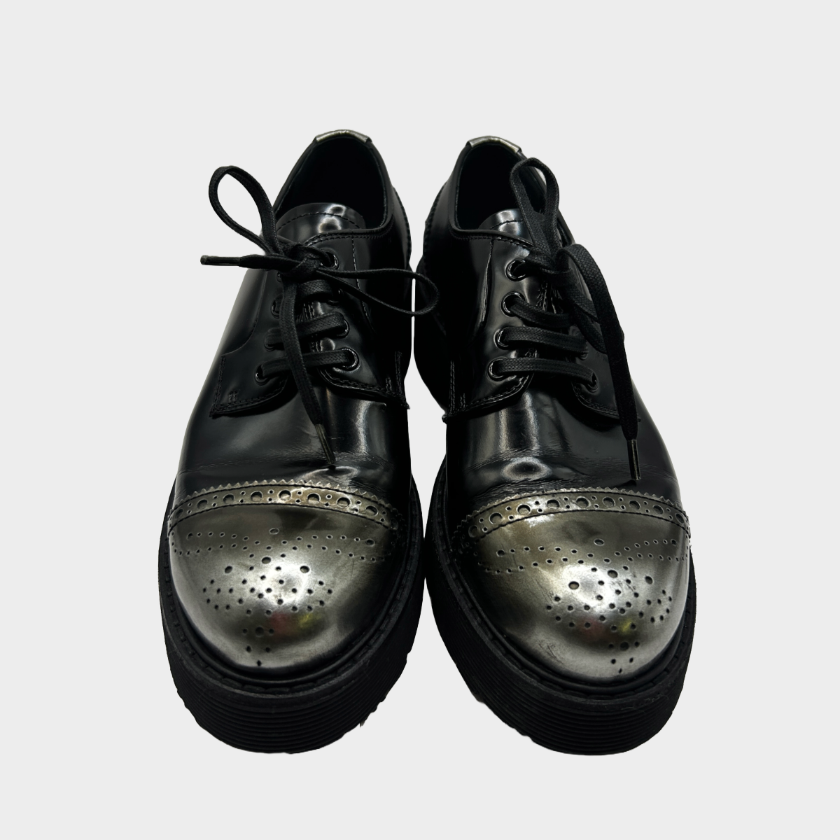 Prada silver shoes hotsell