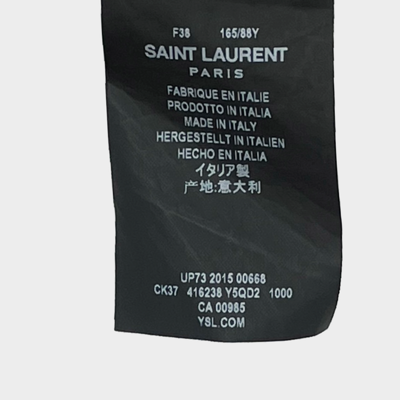 Saint Laurent women's black leather cropped biker jacket