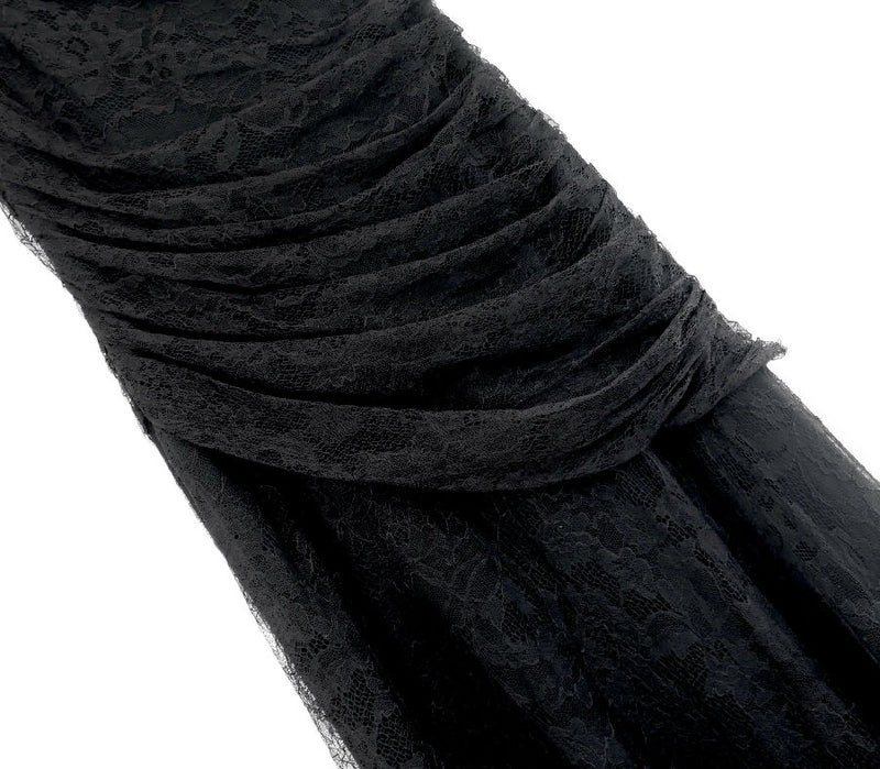 Roberto Cavalli One Shoulder Black Lace Gown Dress