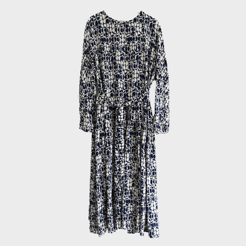 ’S MaxMara women's navy and cream Printed Silk Midi Dress