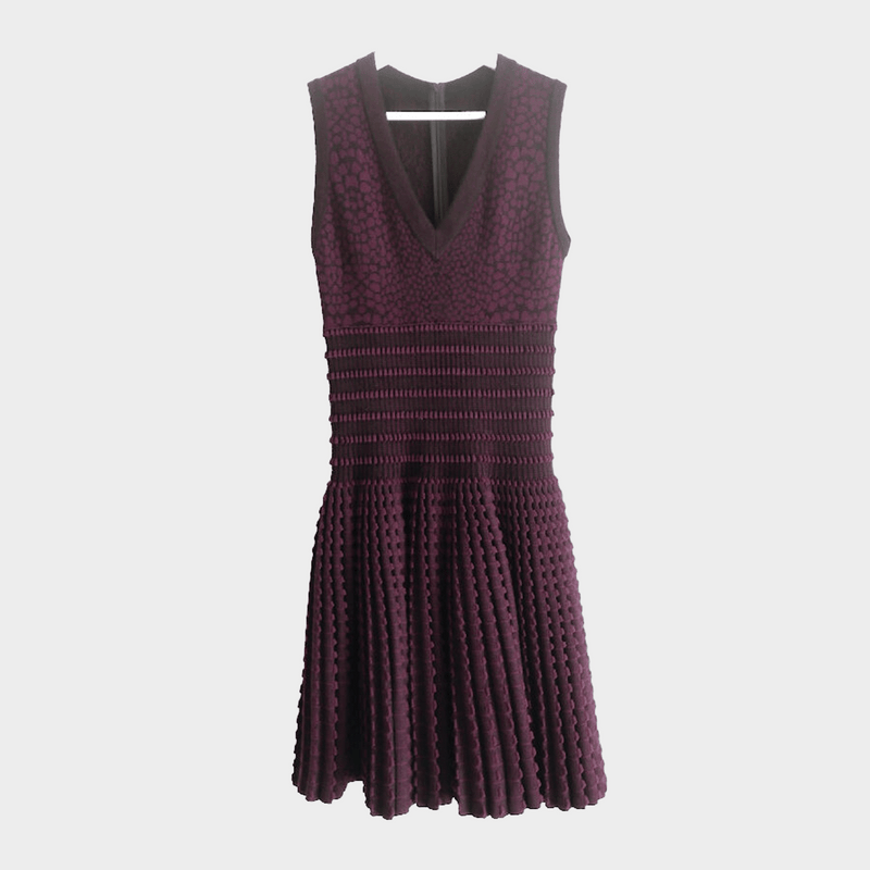 Alaïa Azzedine women's burgundy Textured Wool Skater Dress