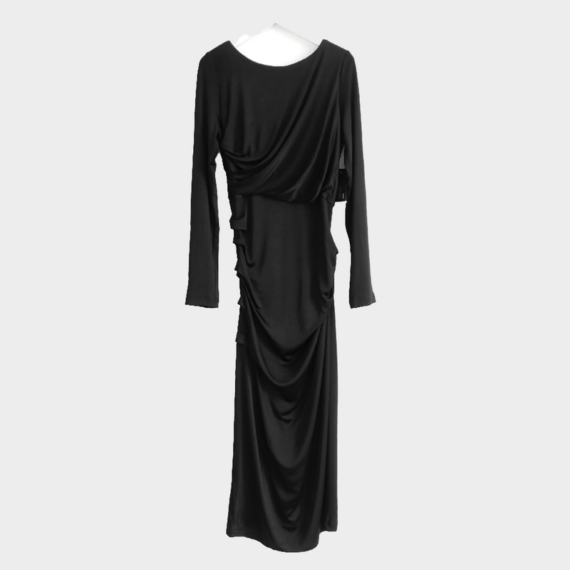 Dries Van Noten women's black draped jersey dress