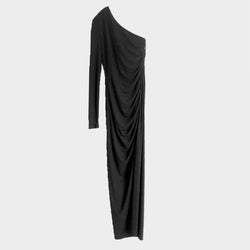 Patrizia Pepe black jersey draped one-shoulder maxi dress