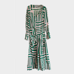 Preen By Thornton Bregazzi women's Pink & Green Geometric Print Silk Dress