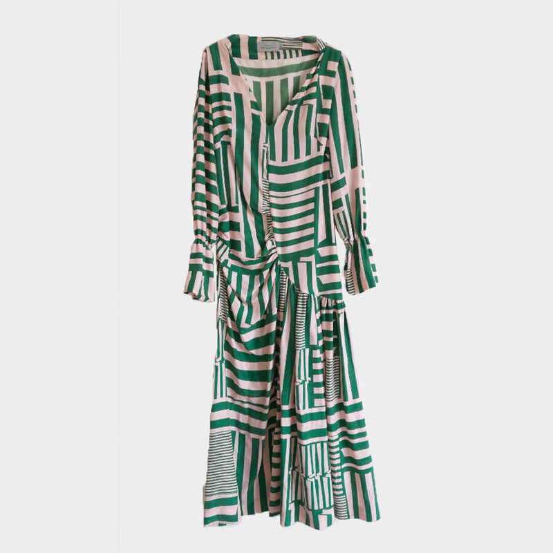 Preen By Thornton Bregazzi women's Pink & Green Geometric Print Silk Dress