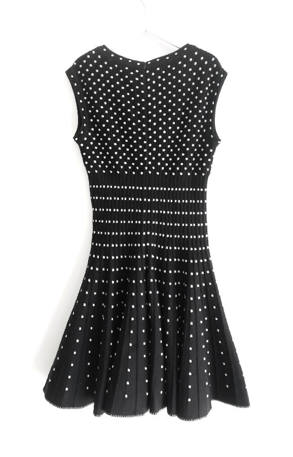 Alaia black and white knit skater dress