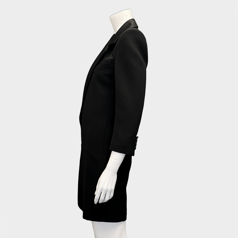 Saint Laurent women's black wool dress/coat with side buttons