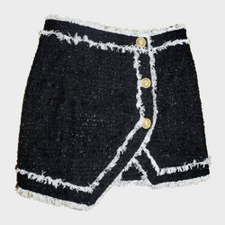 Balmain women's black and white tweed mini skirt