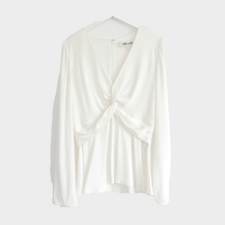 Diane Von Furstenberg women's white textured silk blouse