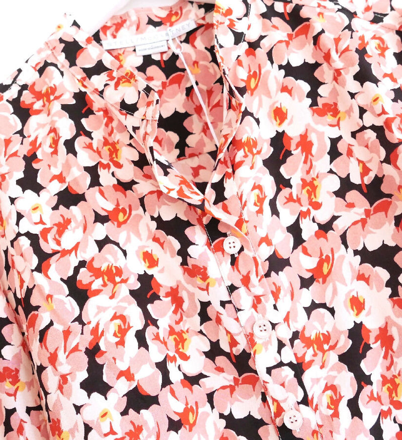 Stella McCartney women's pink floral blossom print silk shirt