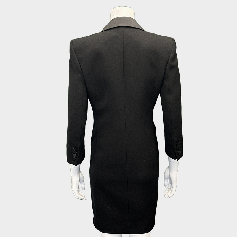 Saint Laurent women's black wool dress/coat with side buttons