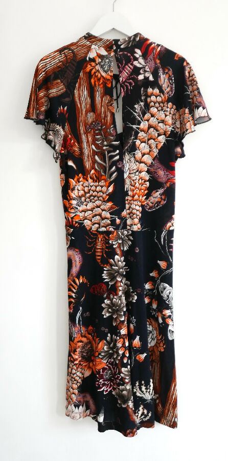 Just Cavalli women's black and orange cactus print dress