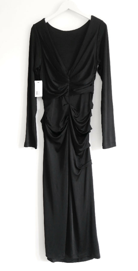 Dries Van Noten women's black draped jersey dress