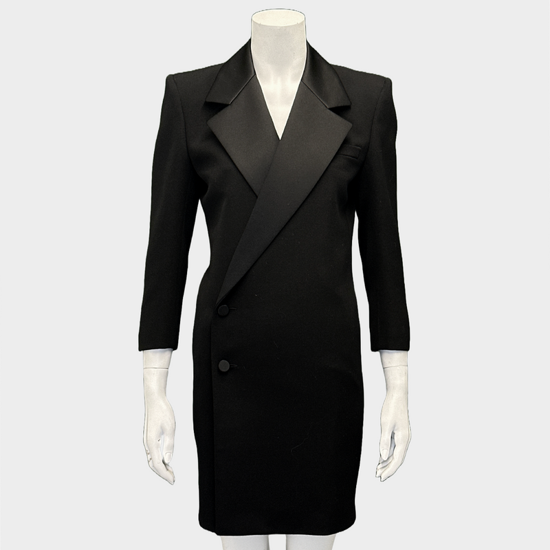 Saint Laurent women's black wool dress/coat with side buttons