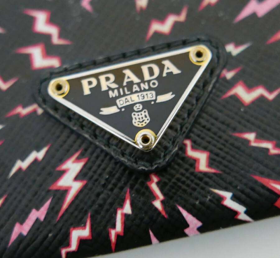 Prada women's black saffiano leather iPhone X case with lightening