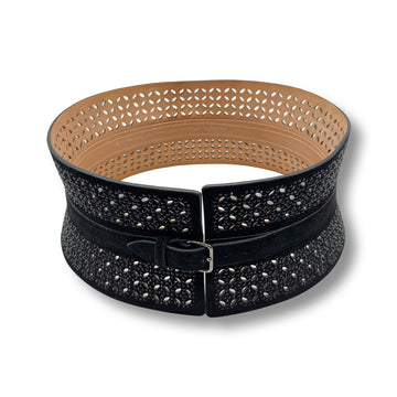 Alaïa Leather, Suede Corset Belt in Black